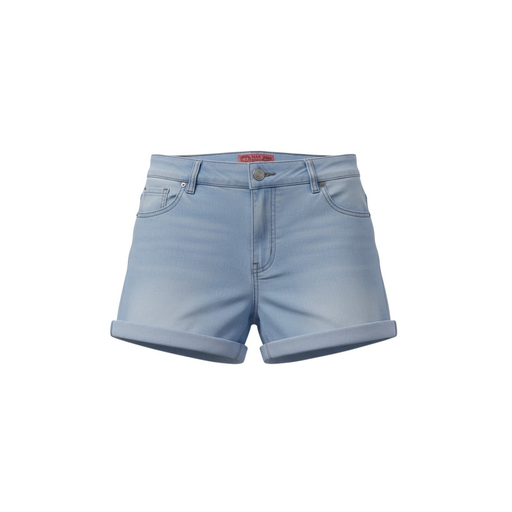 Wax Jean Denim Shorts Womens Large Light Blue Cuffed Hem Casual Summer